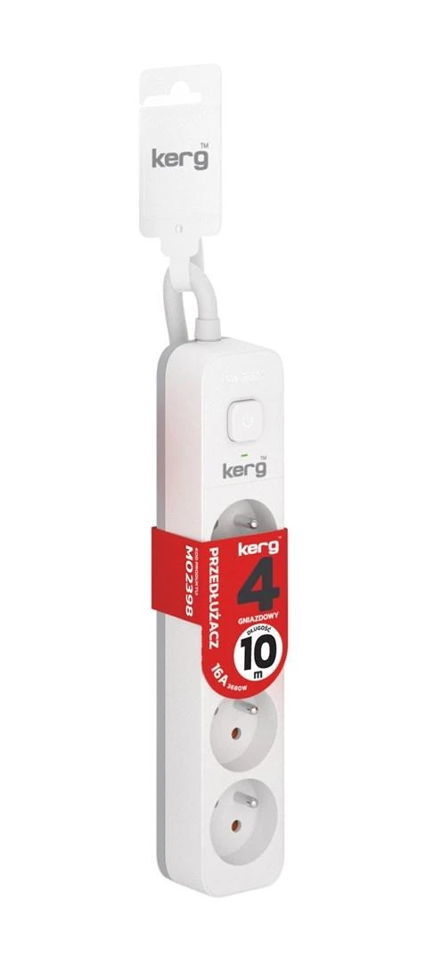 HSK DATA Kerg M02398 4 Įžeminti kištukiniai lizdai - 10m maitinimo juosta su 3x1 5mm2 kabeliu 16A