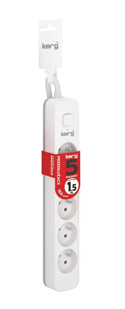 HSK DATA Kerg M02402 5 Įžeminti lizdai - 1 5m maitinimo juosta su 3x1 5mm2 kabeliu 16A