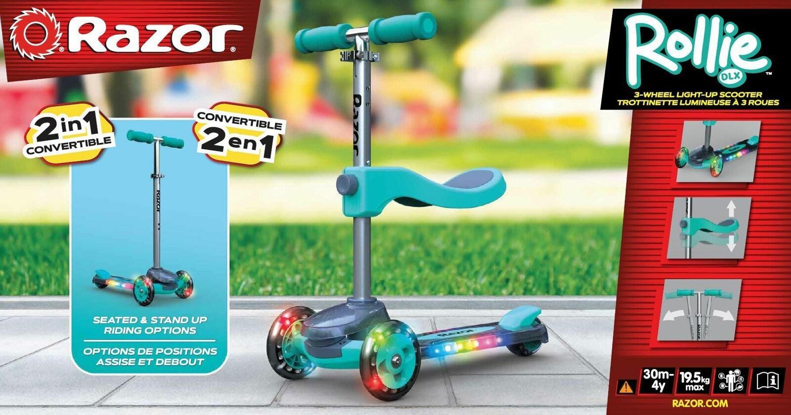 Paspirtukas Razor Rollie 2 in 1, žalsvai mėlyna