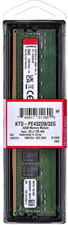 RAM Kingston | KTD-PE432D8/32G | 32 GB | DDR4 | 3200 MHz | PC/serveris | Registered Yes | ECC Yes