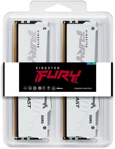 RAM „Kingston Technology FURY Beast“ 32 GB 6000 MT/s DDR5 CL36 DIMM atmintis (2 vnt. rinkinys) Baltas RGB EXPO