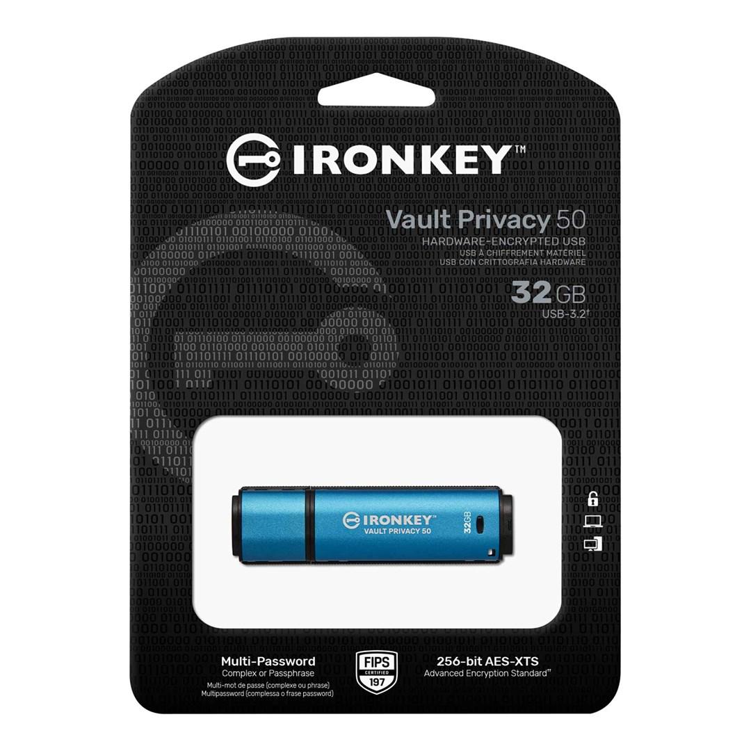 KINGSTON 32GB IRONKEY VAULT PRIVACY 50 AES-256 ENCRYPTED, FIPS 197