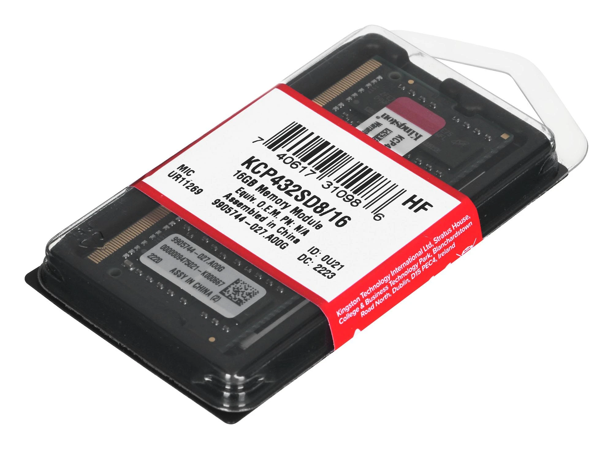 Nešiojamo kompiuterio atmintis Kingston Technology KCP432SD8/16 atminties modulis 16 GB 1 x 16 GB DDR4 3200 MHz
