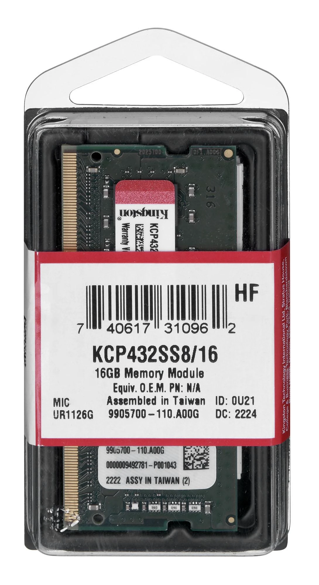 Nešiojamo kompiuterio atmintis KINGSTON 16GB DDR4 3200MHz Single Rank SODIMM