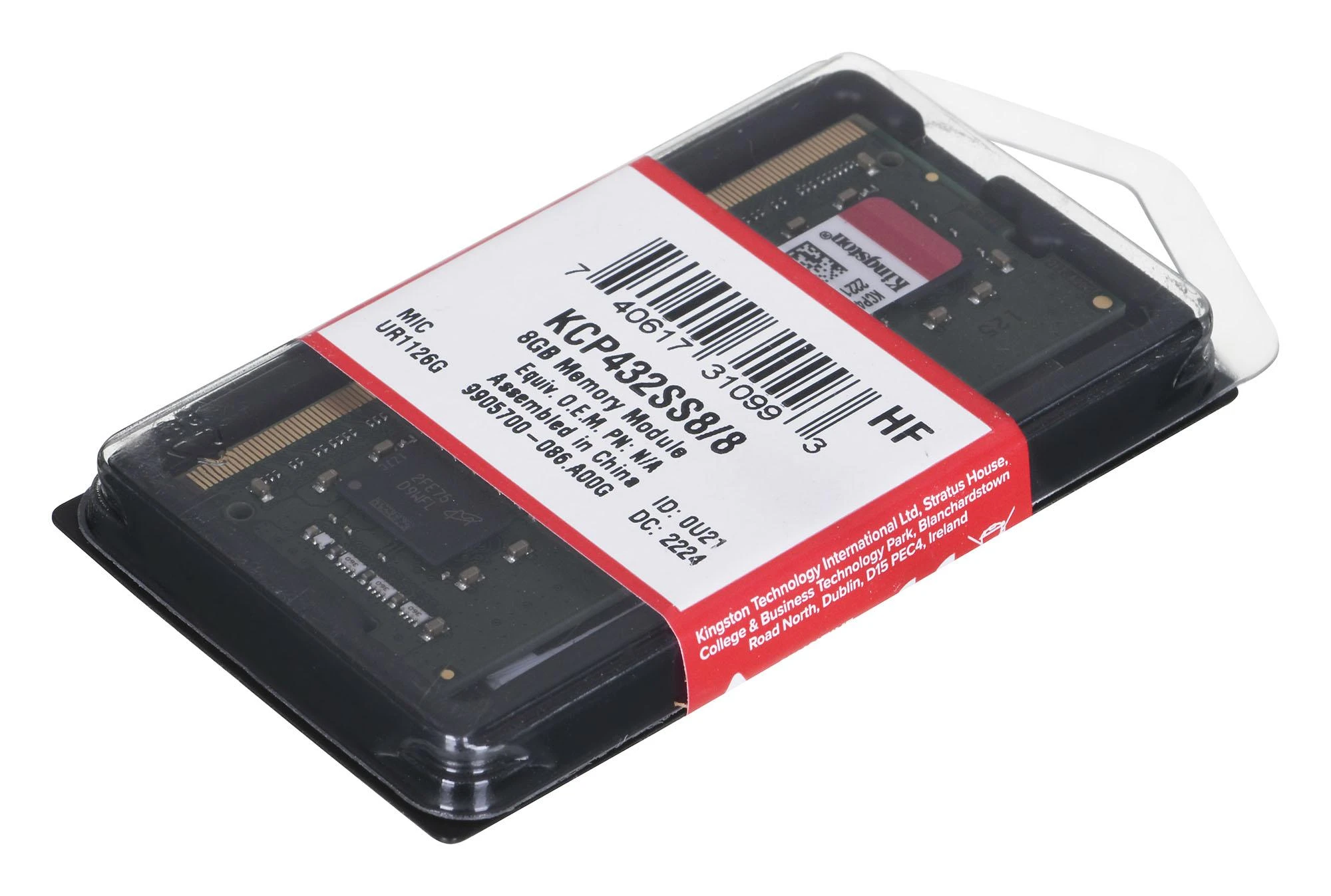 Nešiojamo kompiuterio atmintis Kingston Technology KCP432SS8/8 atminties modulis 8 GB 1 x 8 GB DDR4 3200 MHz