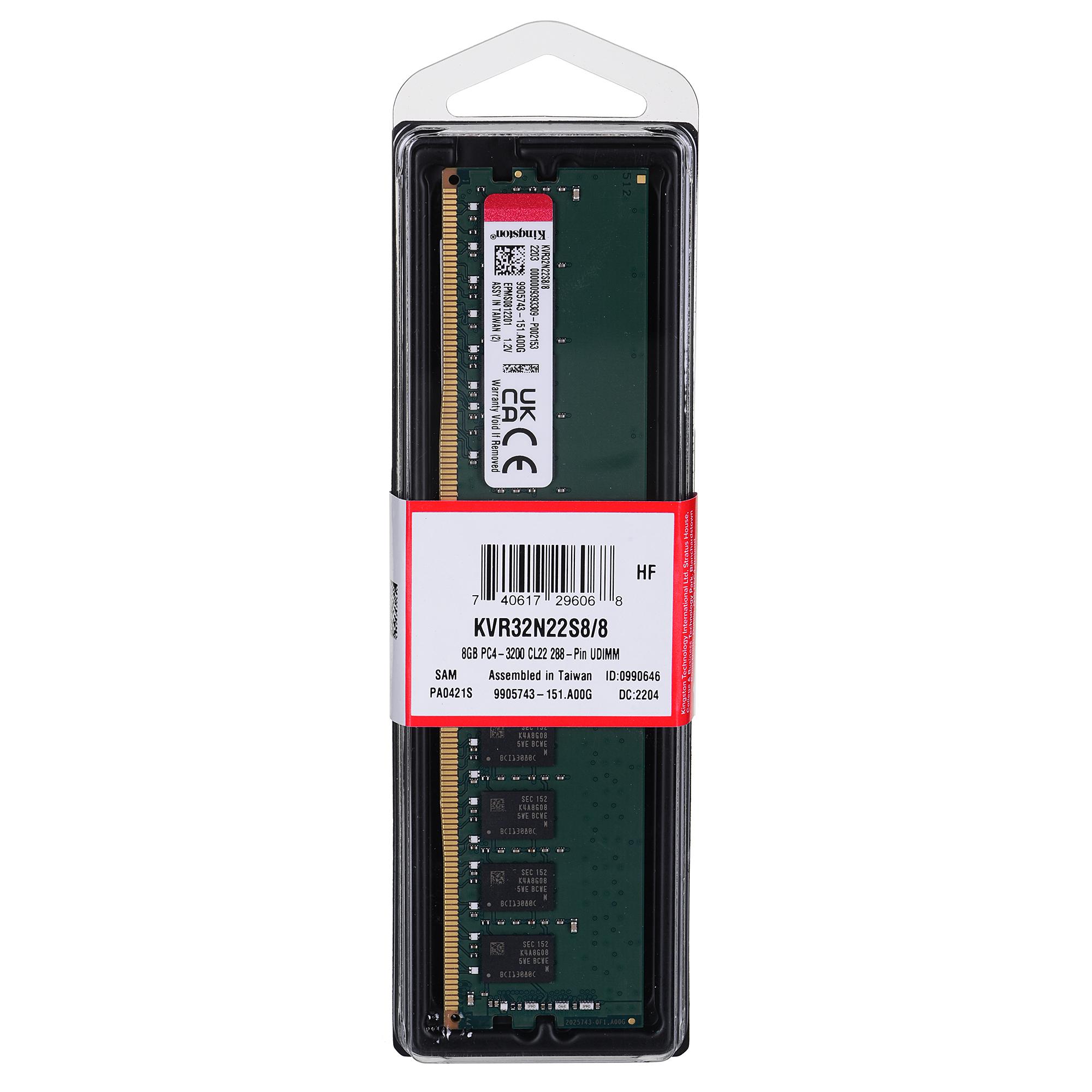 Atmintis Kingston DIMM 8GB PC25600 DDR4/KVR32N22S8/8