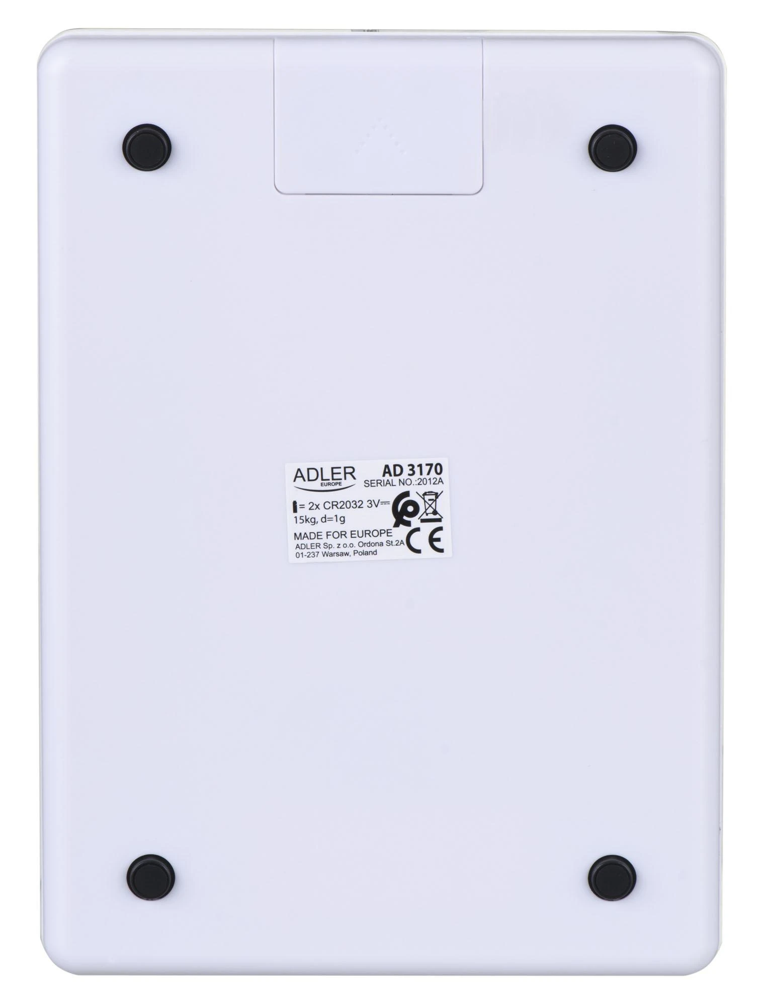 Adler | Virtuvinės svarstyklės | AD 3170 | Didžiausias svoris (talpa) 15 kg | Graduacija 1 g | Ekrano tipo LCD | Baltas