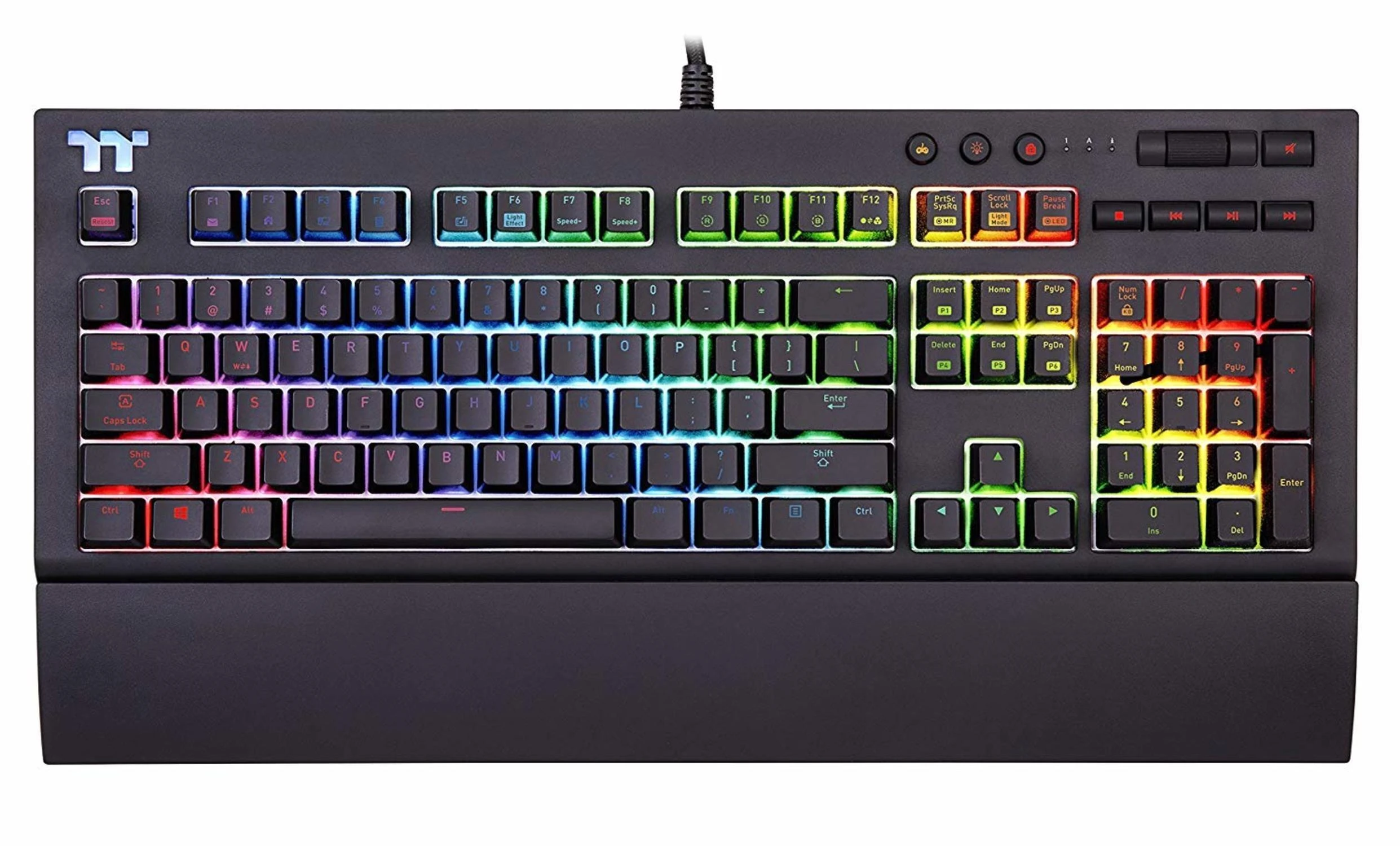 Klaviatūra Thermaltake Premium X1 RGB Cherry MX Mėlyna Sidabrinis KB-TPX-SSBRUS-01 (mechaninė, USB 2.0, juodos spalvos