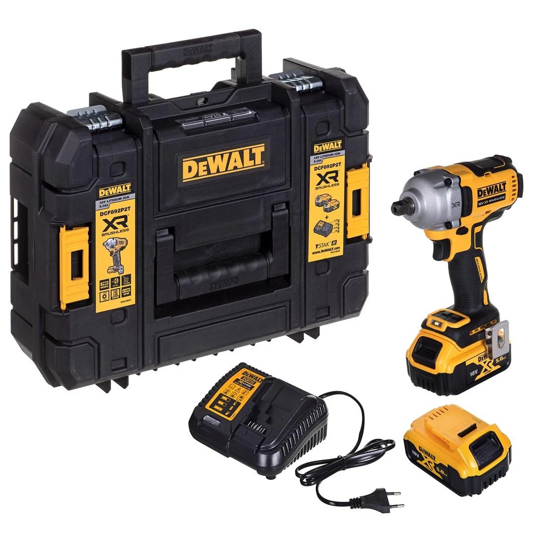 Smūginis veržliasukis DeWalt DCF892P2T-QW; 18 V; 2x5,0 Ah akum.