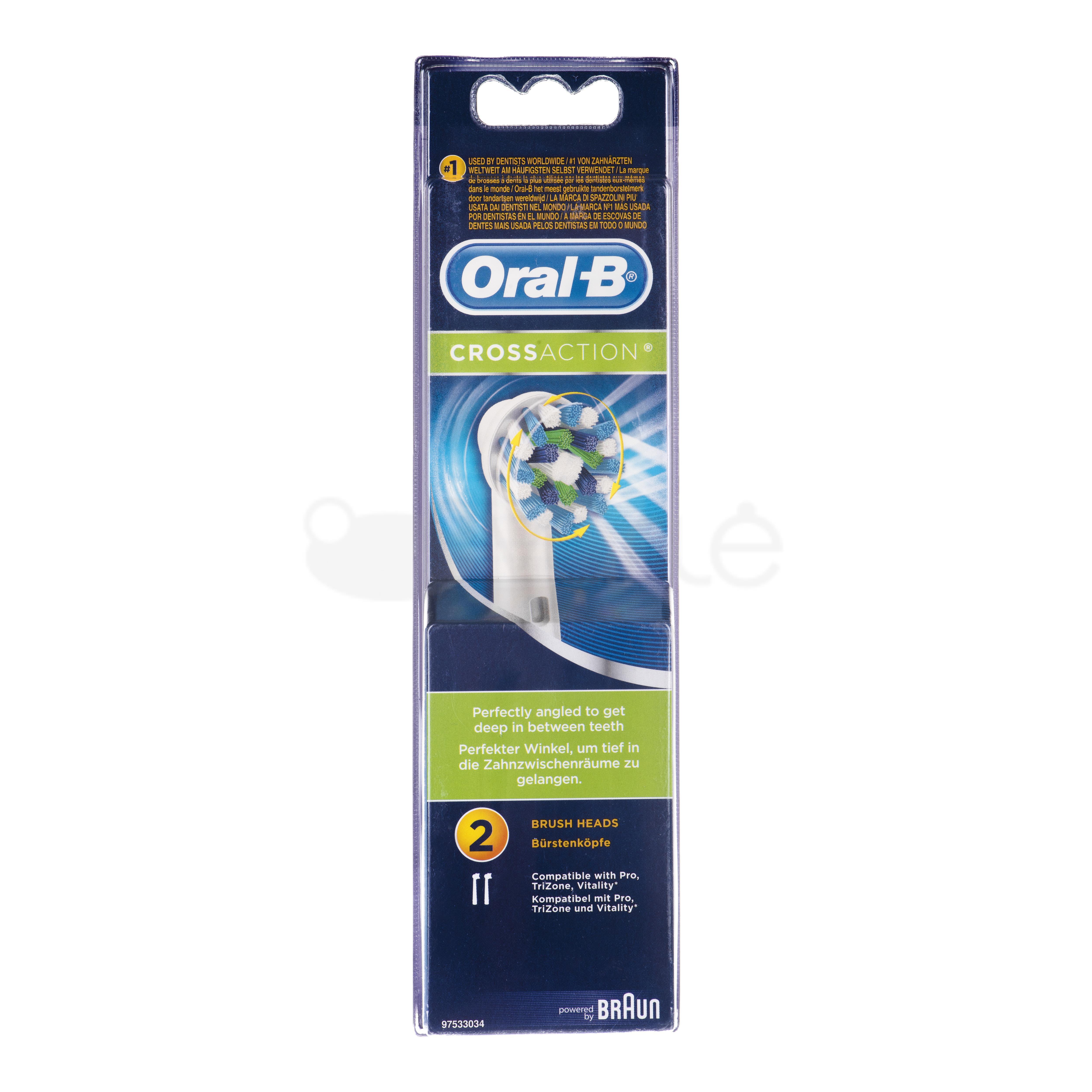 Oral-B CrossAction 80248026 dantų šepetėlio galvutė 2 vnt Mėlyna, Balta