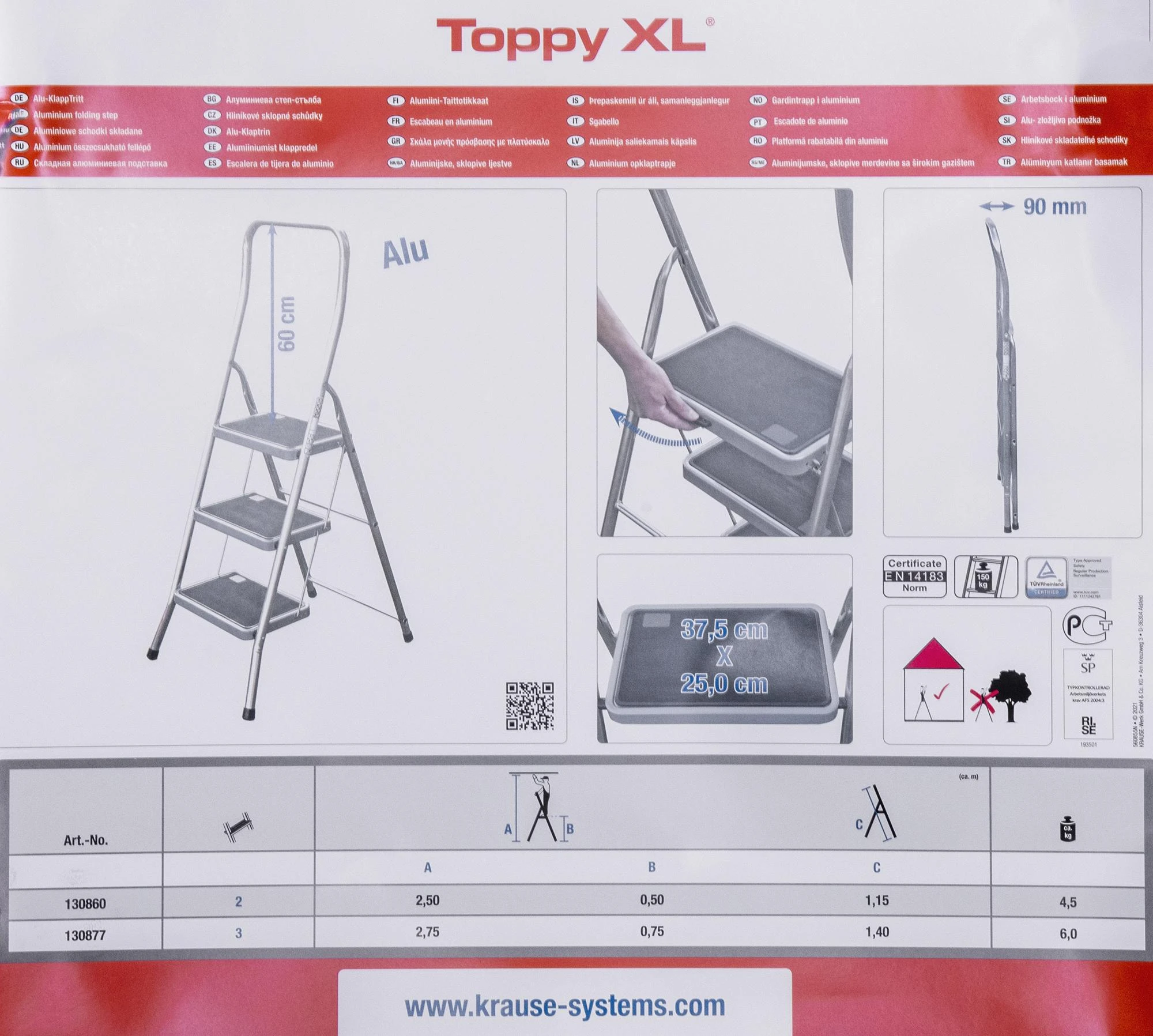 Krause Sulankstomi Laipteliai - Toppy XL Sidabrinis
