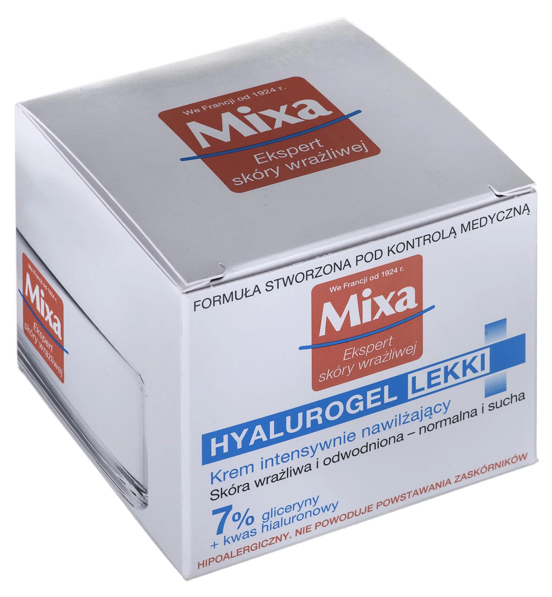 MIXA Ekspert Hyalurogel Light intensyviai drėkinantis gelinis veido kremas, 50 ml