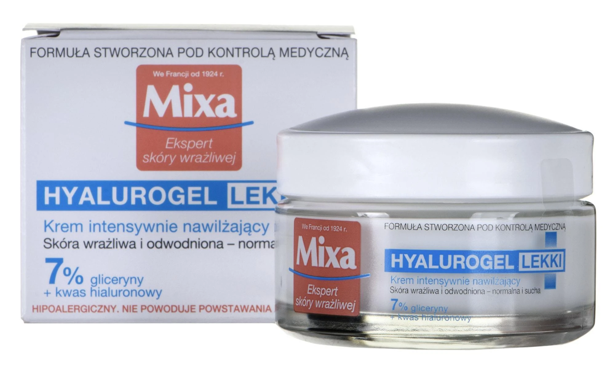 MIXA Ekspert Hyalurogel Light intensyviai drėkinantis gelinis veido kremas, 50 ml
