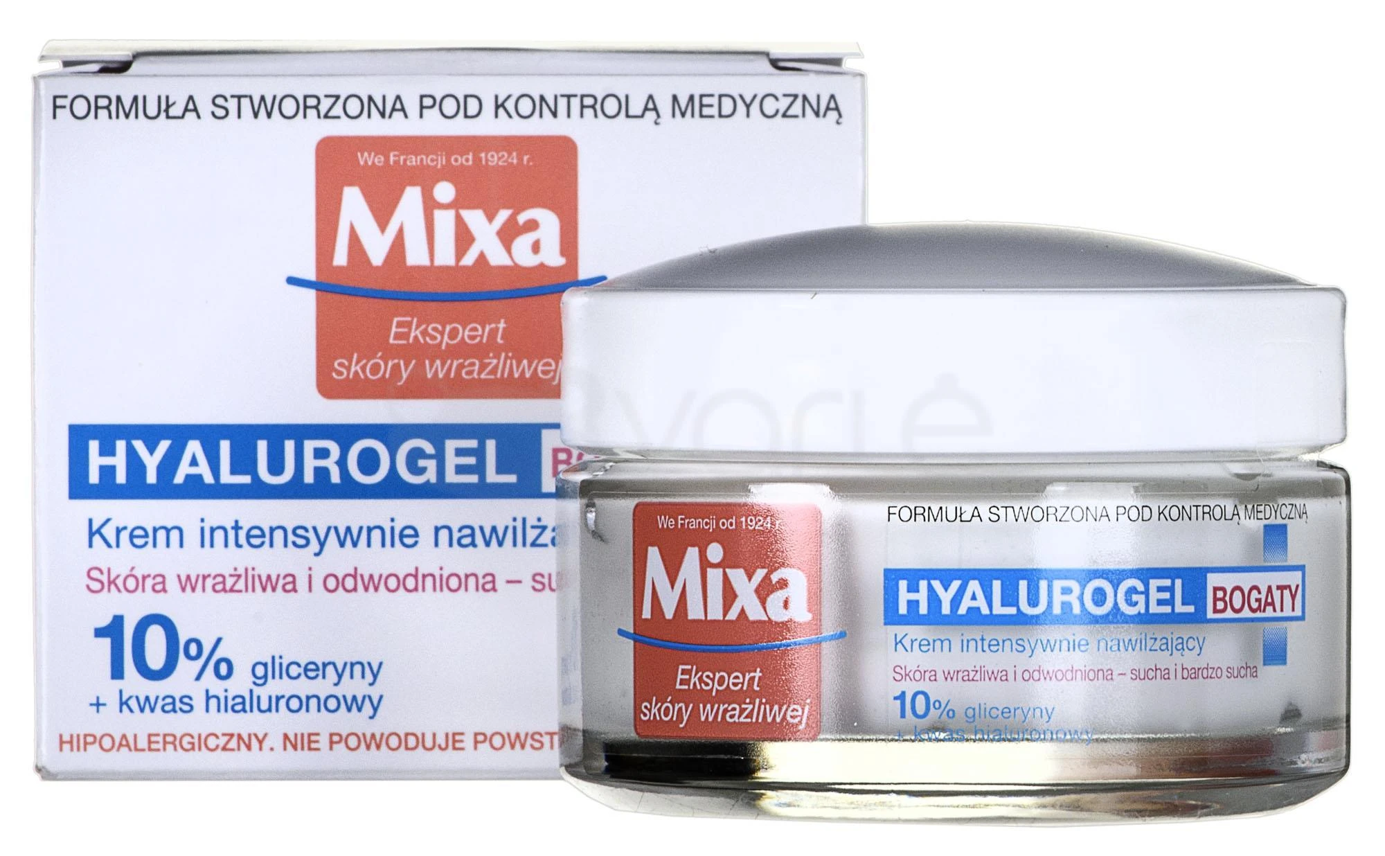 MIXA Ekspert Hyalurogel Rich Sensitive Skin Expert intensyviai drėkinantis veido kremas, 50 ml