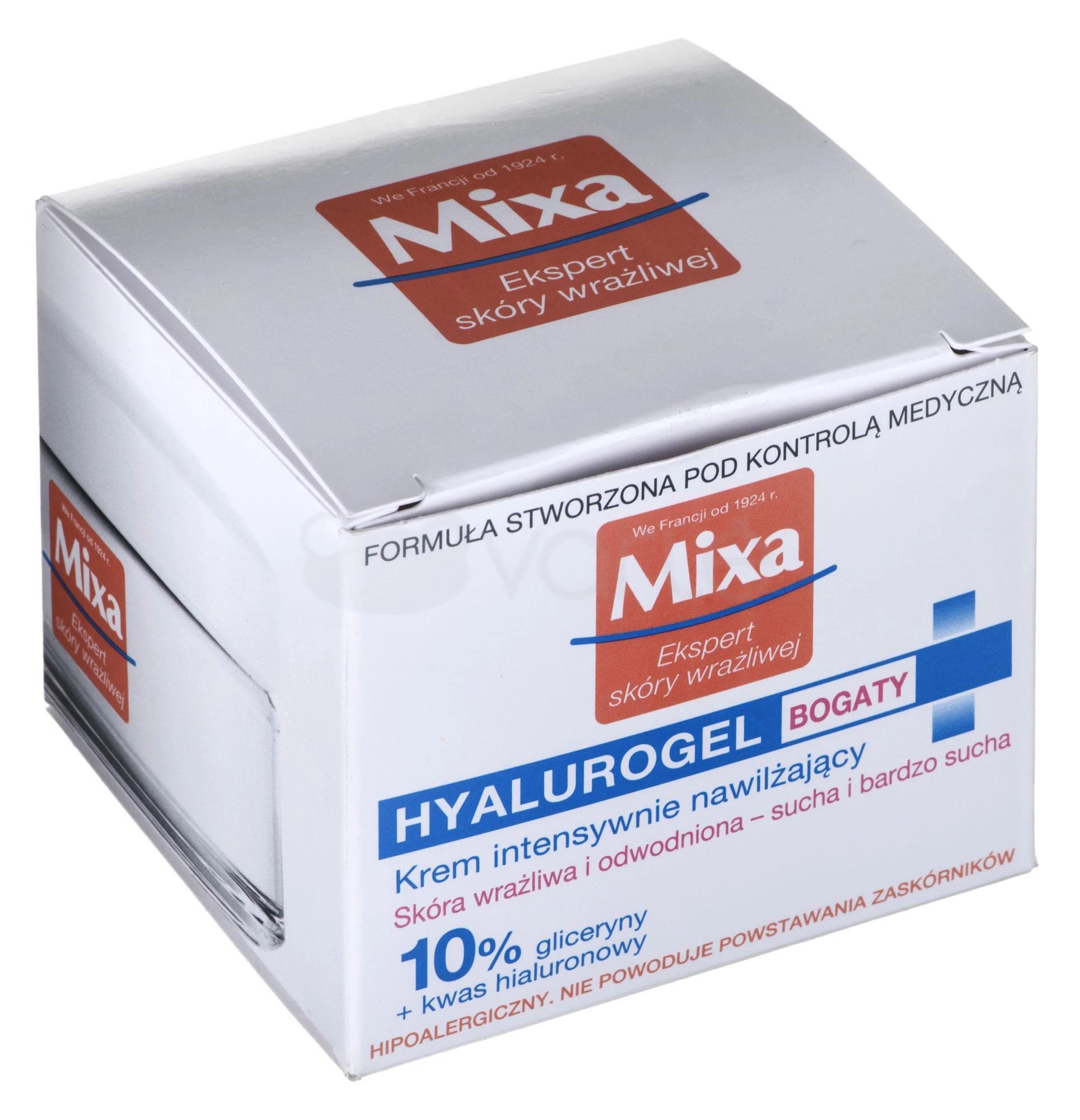 MIXA Ekspert Hyalurogel Rich Sensitive Skin Expert intensyviai drėkinantis veido kremas, 50 ml