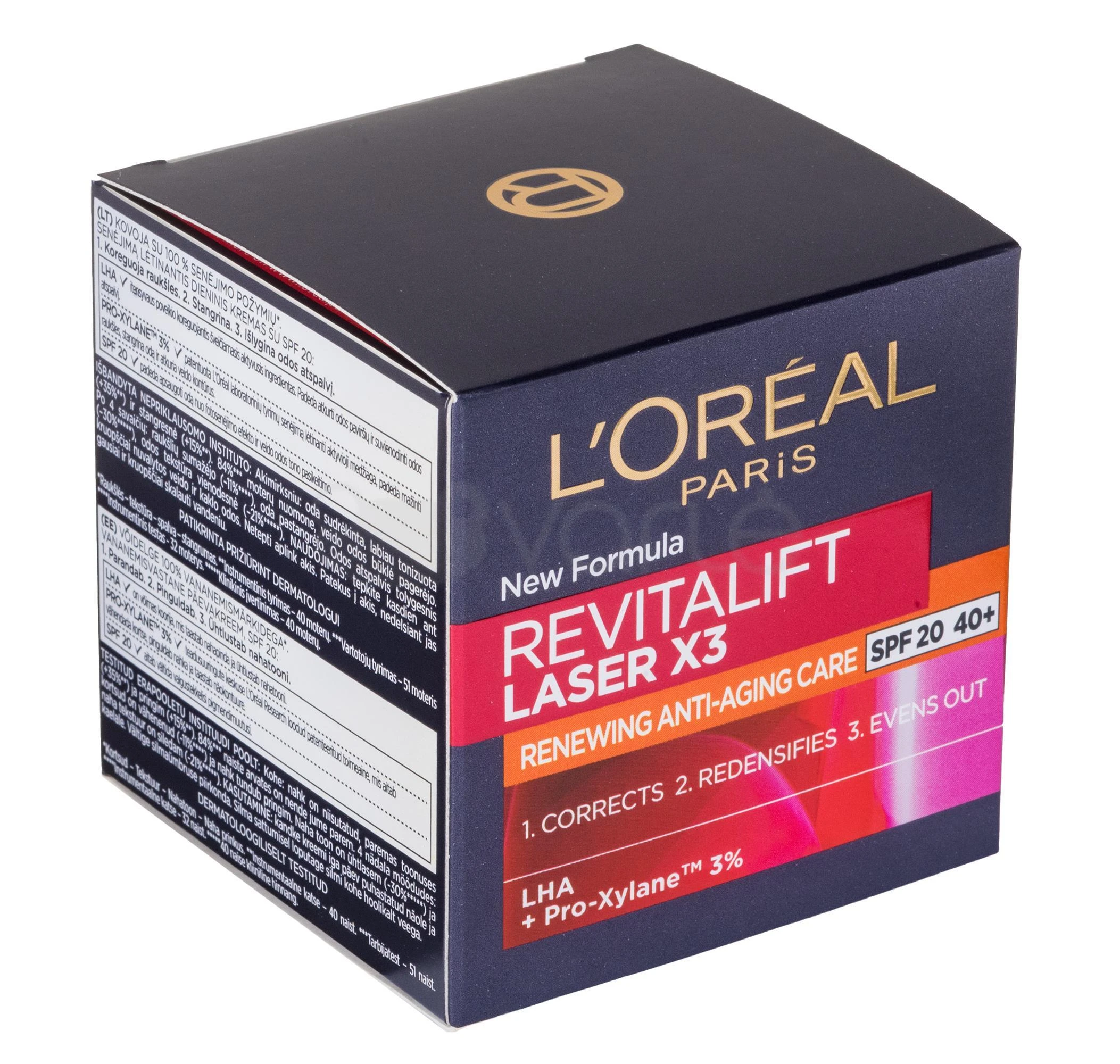 L'Oréal Paris Revitalift lazerinis X3 Anti-Age Day Kreminis SPF 20, 50 ml