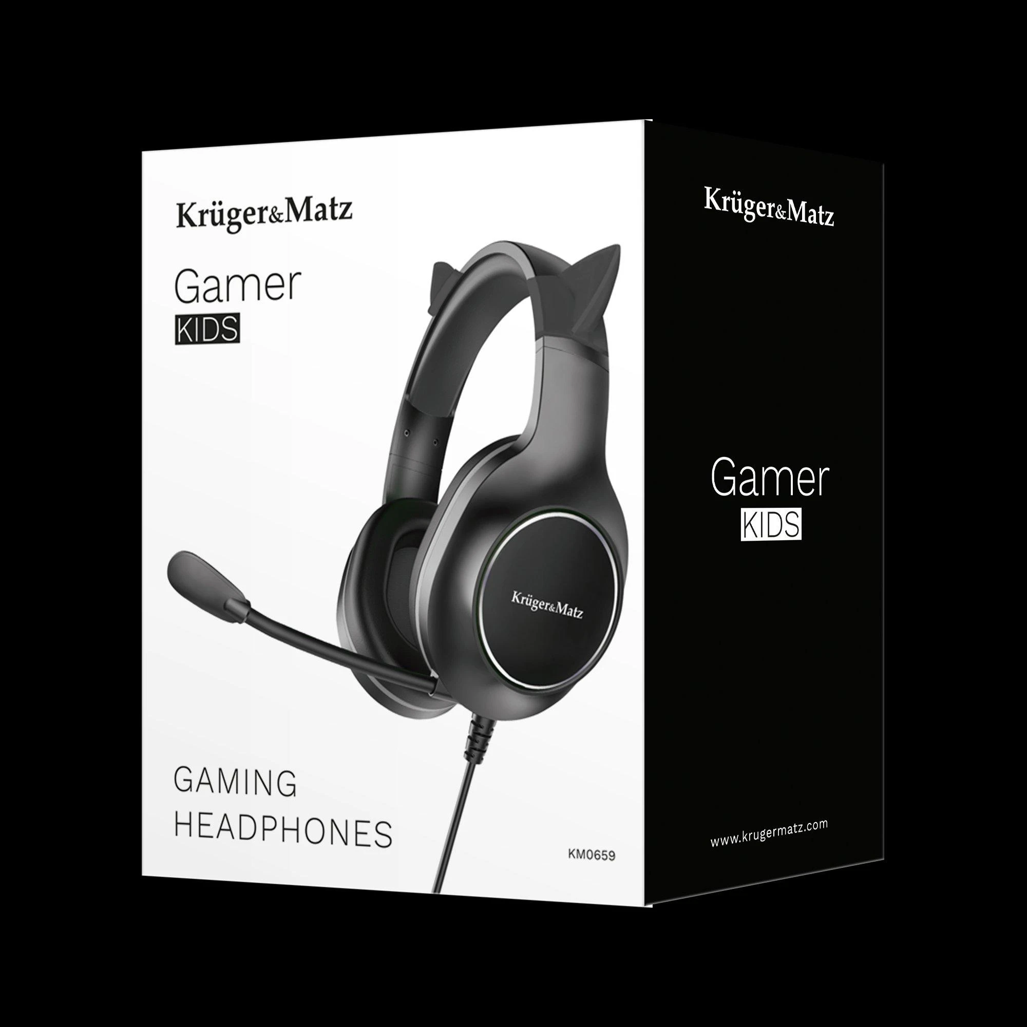 Kruger & Matz žaidimų ausinės vaikams Street Kids Gamer - juodos