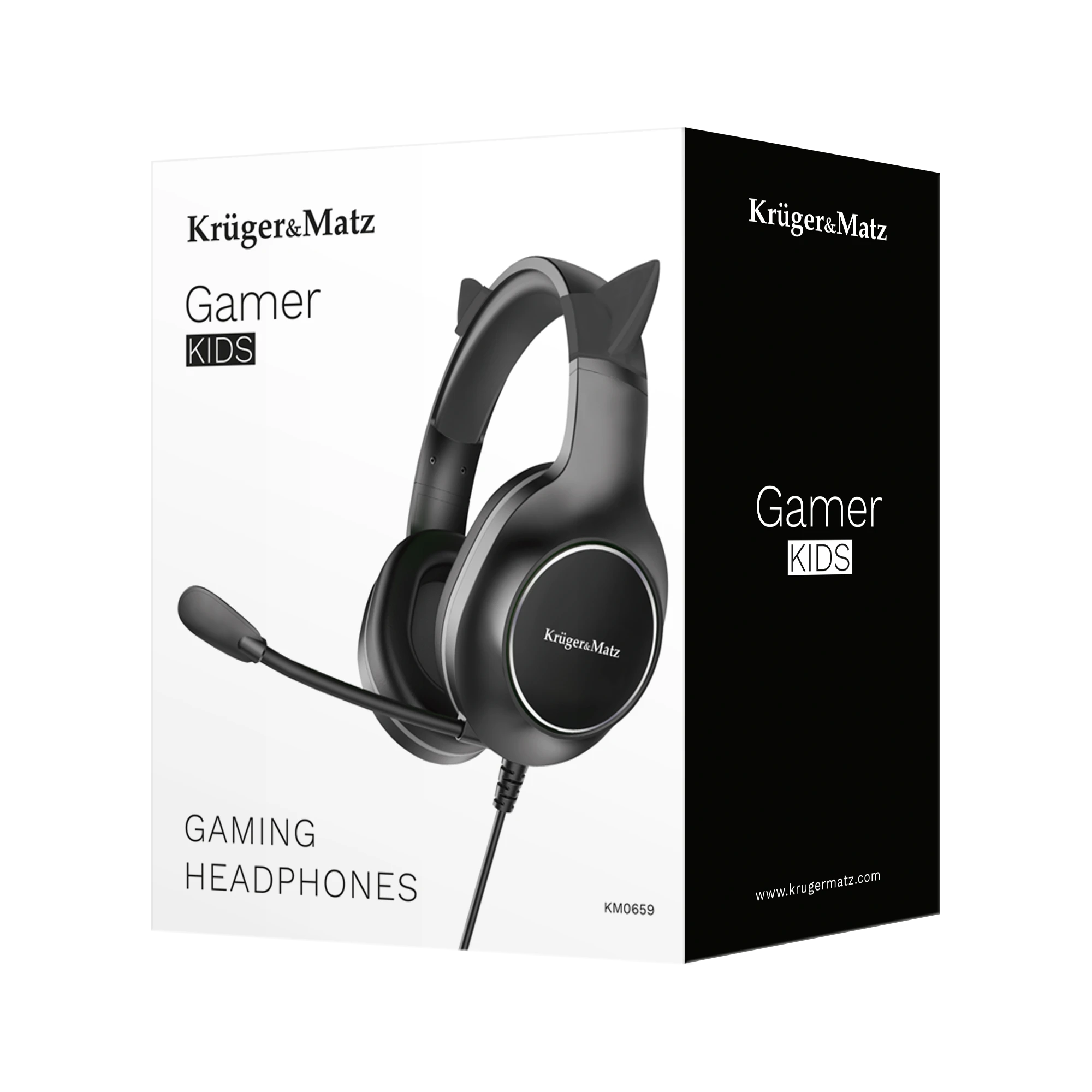 Kruger & Matz žaidimų ausinės vaikams Street Kids Gamer - juodos
