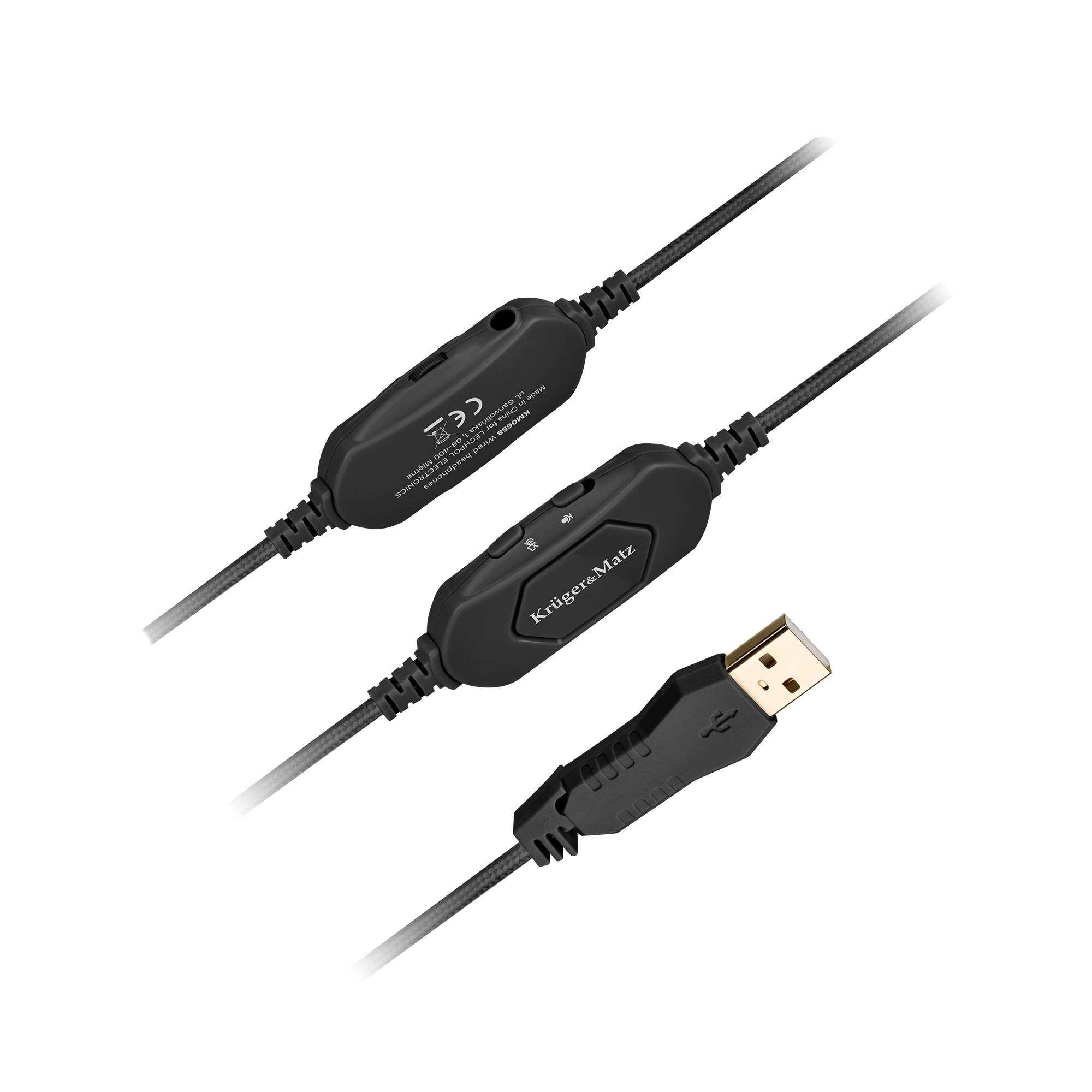Kruger & Matz ausinių laidas su pulteliu ir USB jungtimi