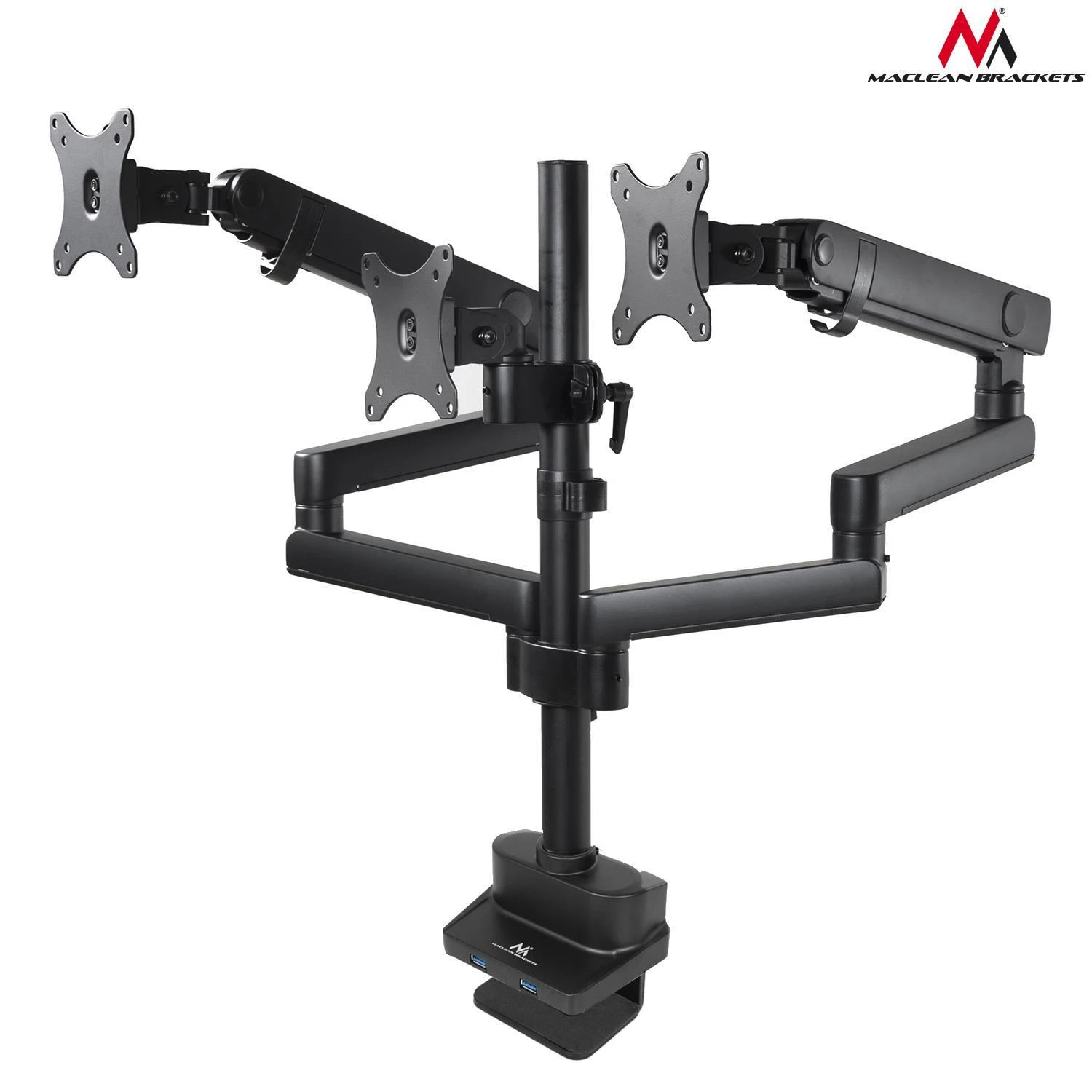 Laikiklis Tvirtinamas stalas 3 monitoriams Maclean MC-811 (stalinis kompiuteris, 17" - 27", maks. 20kg)