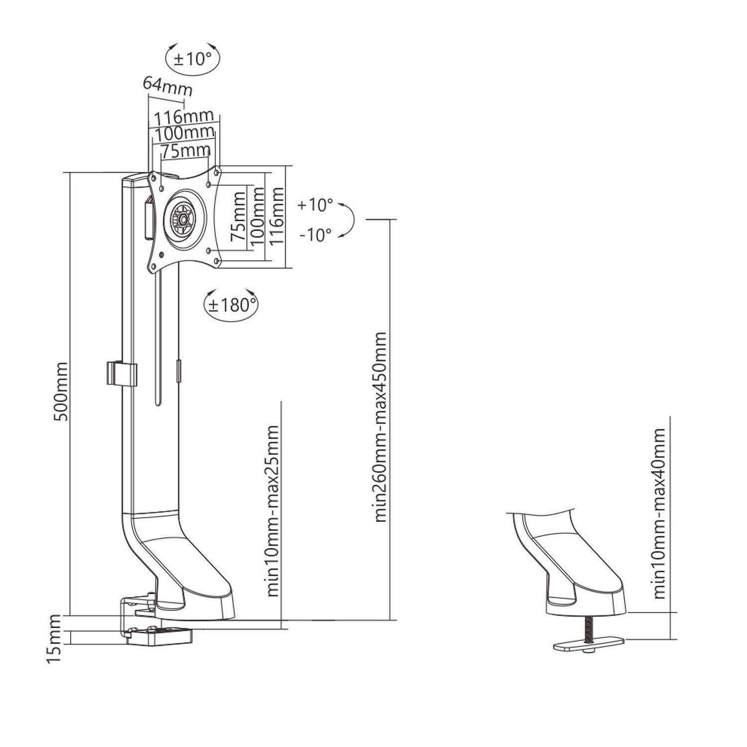 MACLEAN MC-853 Maclean MC-853 Monitorius laikiklis 17 -32 8kg tinka MC-848 ir MC-849