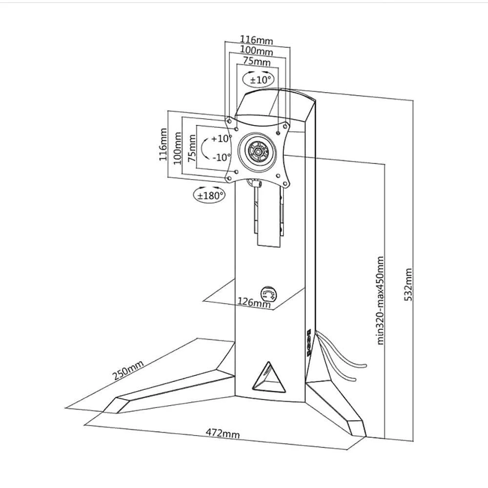 Laikiklis Nanors Maclean Mount stalas monitorius nano RS RS110 (stacionarus, 17" - 32", maks. 8kg)