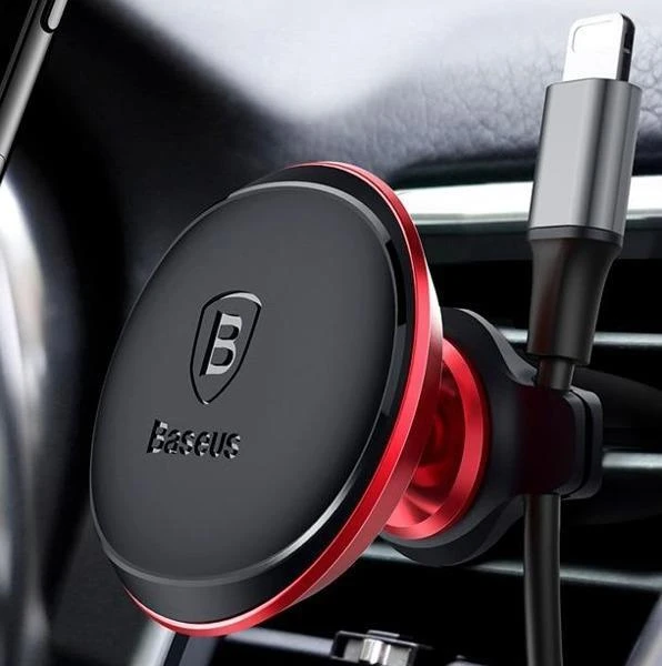 Automobilinis Baseus magnetinis telefono laikiklis į groteles - Raudonas