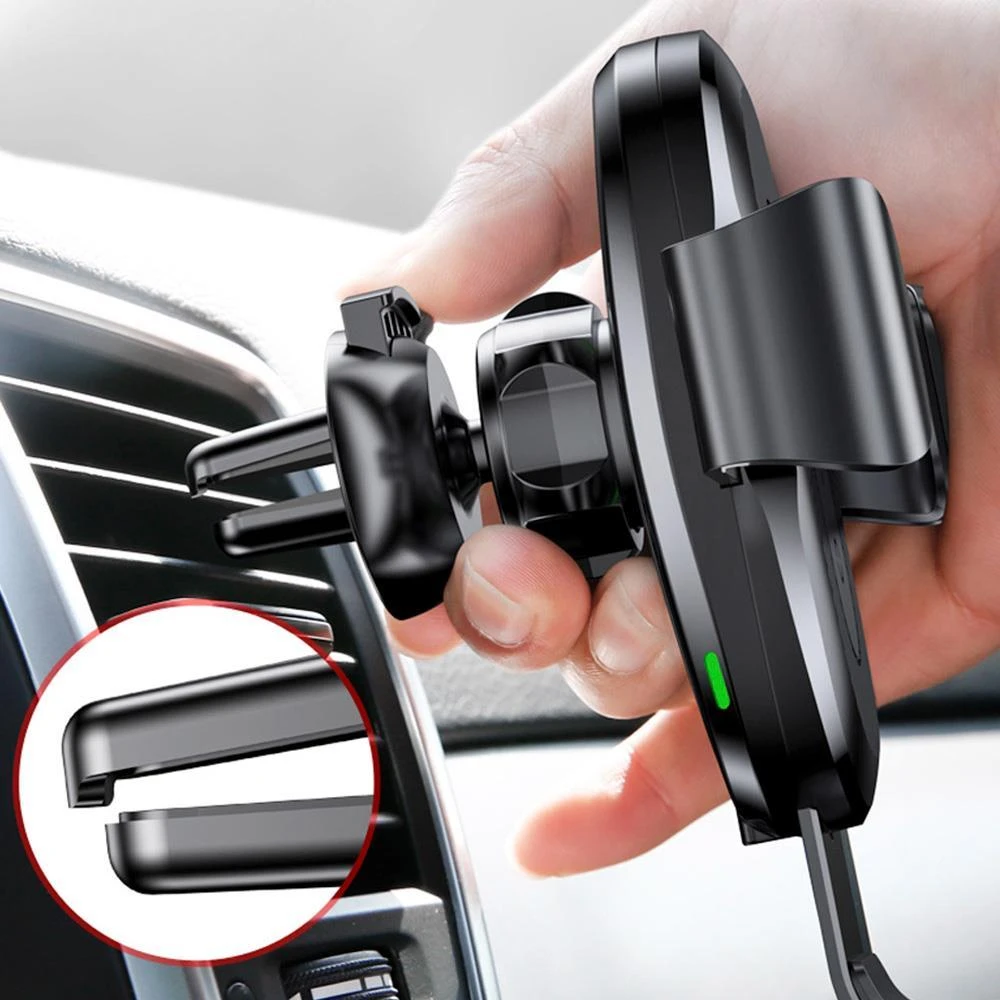 Baseus Gravity automobilinis laikiklis su belaidžiu Qi įkrovimu - Juodas