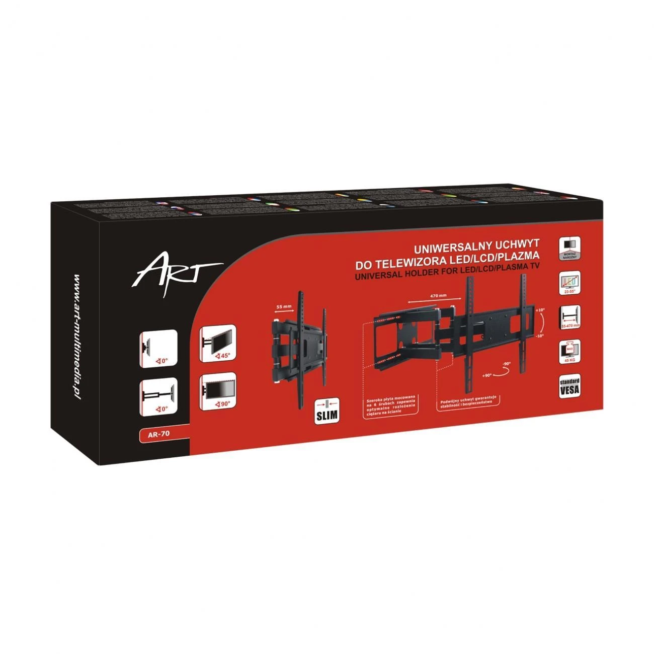 ART RAMT AR-70 ART Laikiklis AR-70 LCD/LED/PLAZMA 23-55 45kg reg. vertikalus Horizontalus