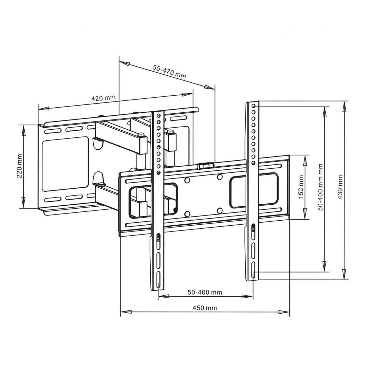 ART RAMT AR-70 ART Laikiklis AR-70 LCD/LED/PLAZMA 23-55 45kg reg. vertikalus Horizontalus