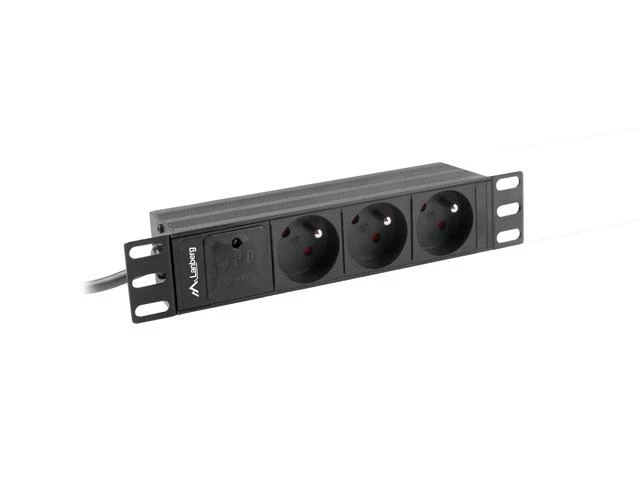 LANBERG PDU-03E-0200-BK PDU 10 1U 16A 3x 230v PL 2m Juodas