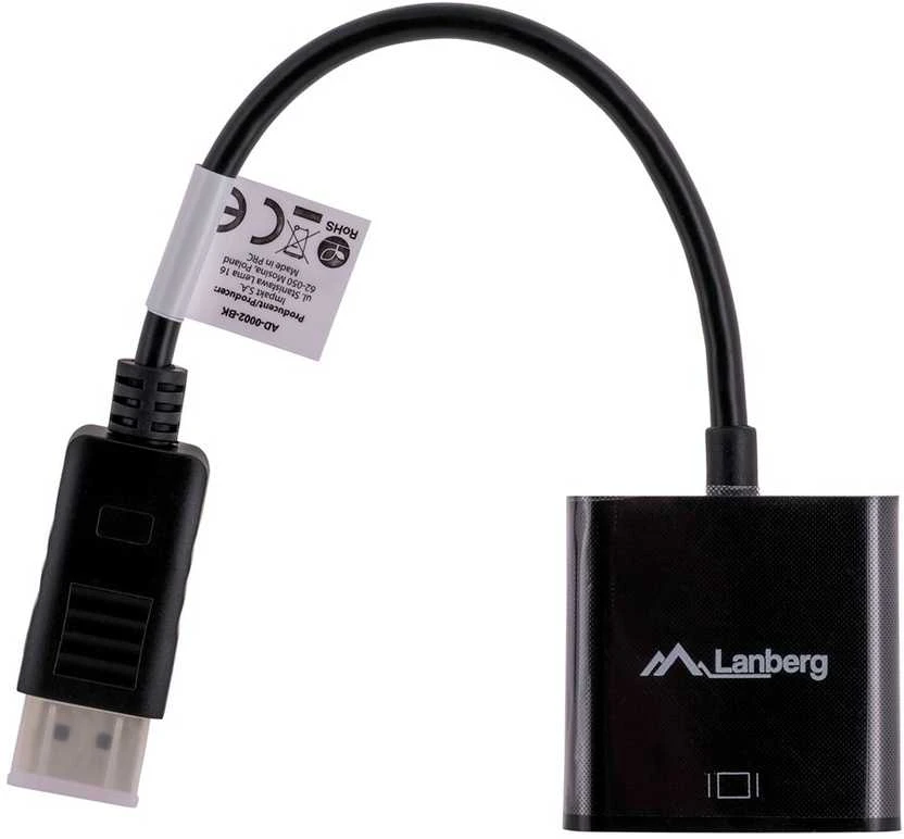 LANBERG AD-0002-BK adapter Displayport 1.1->VGA cable juodas
