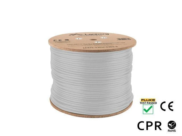 LANBERG LAN kabelis SFTP kat.7 305m solid CU LSZH pilkas CPR fluke praėjo