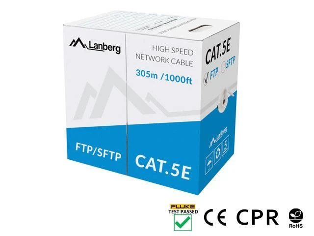 LANBERG LAN kabelis UTP cat.6 305m solid CU fluke praėjo