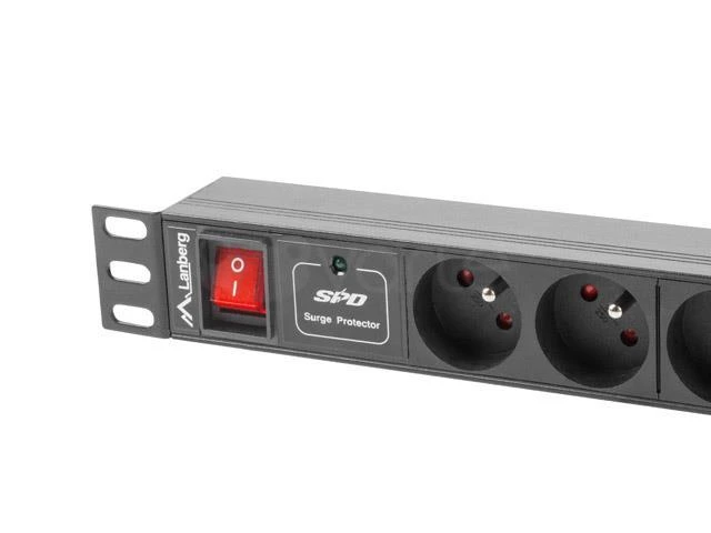 LANBERG PDU-07E-0200-BK PDU 1U 16A 7 rozetės prancūziškas 2m Juodas