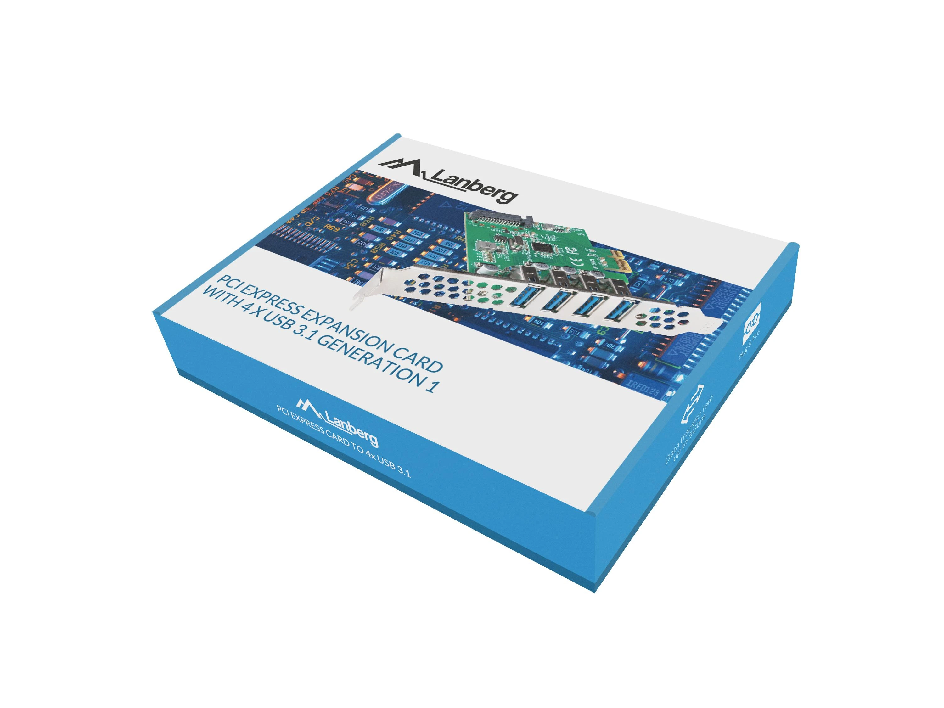 LANBERG išplėtimo plokštė PCI Express > 4 x USB 3.1 GEN1 + žemo profilio laikiklis