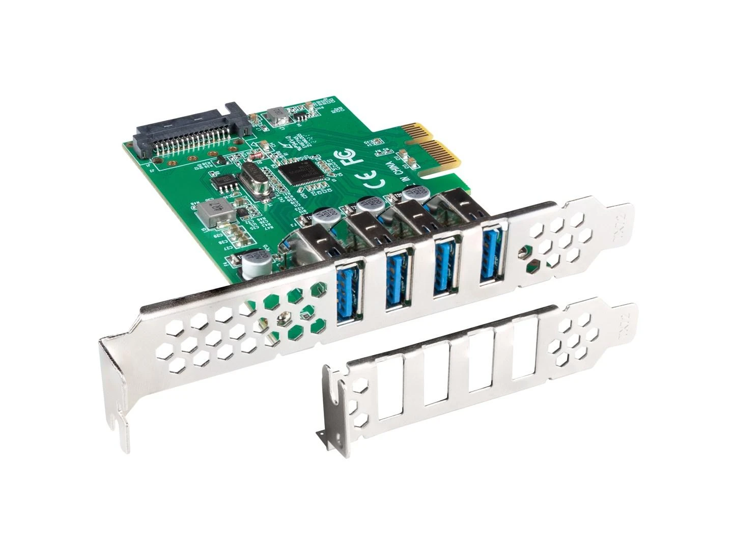 LANBERG išplėtimo plokštė PCI Express > 4 x USB 3.1 GEN1 + žemo profilio laikiklis
