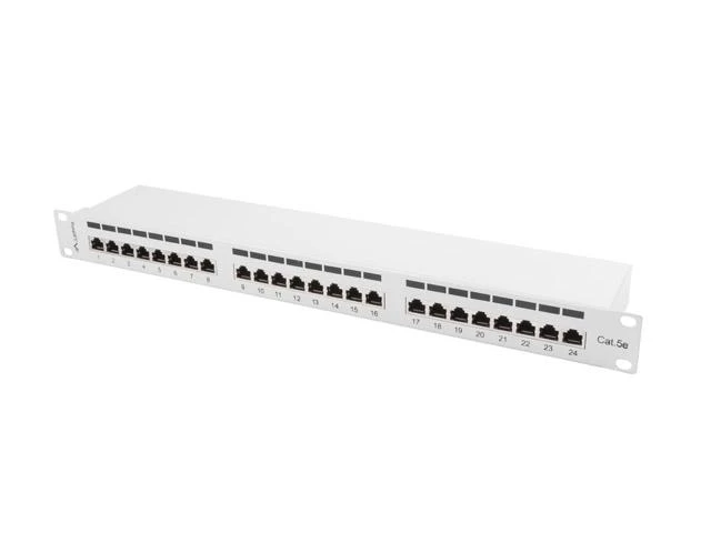 LANBERG PPS5-1024-S komutacinė panelė, 24 prievadų, 1U, cat. 5e, ekranuota, pilka