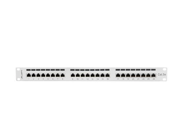 LANBERG PPS5-1024-S komutacinė panelė, 24 prievadų, 1U, cat. 5e, ekranuota, pilka