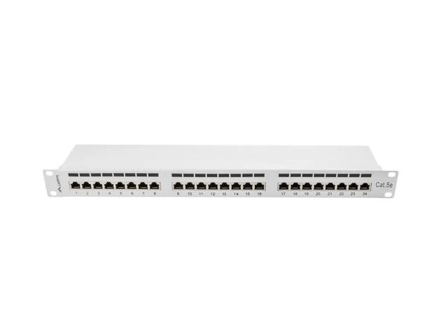 LANBERG PPS5-1024-S komutacinė panelė, 24 prievadų, 1U, cat. 5e, ekranuota, pilka