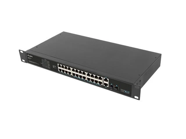 Šakotuvas LANBERG Switch Rack 19 colių RSFE-24P-2C-360 24x 100Mb PoE+ 2x Combo Gigabit 360W