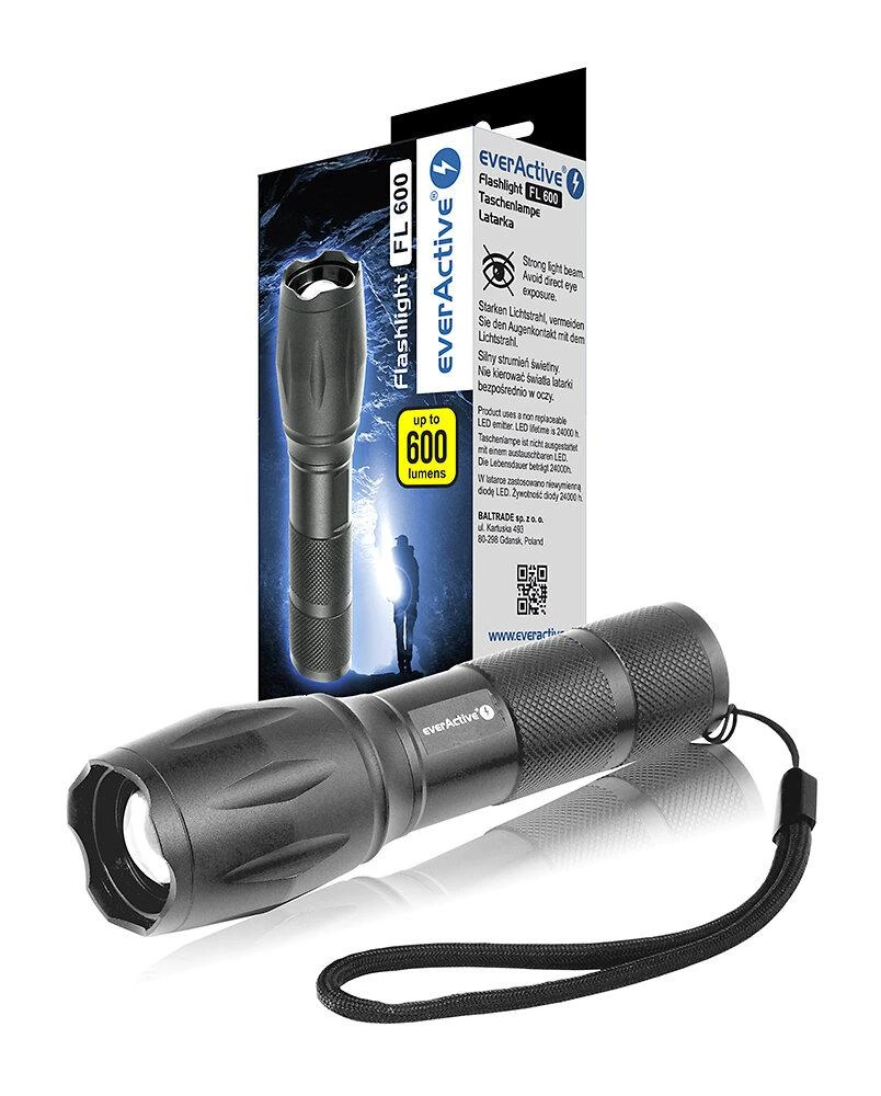 LED žibintas - everActive FL-600 600 liumenų aliuminis IPX4 atsparus vandeniui