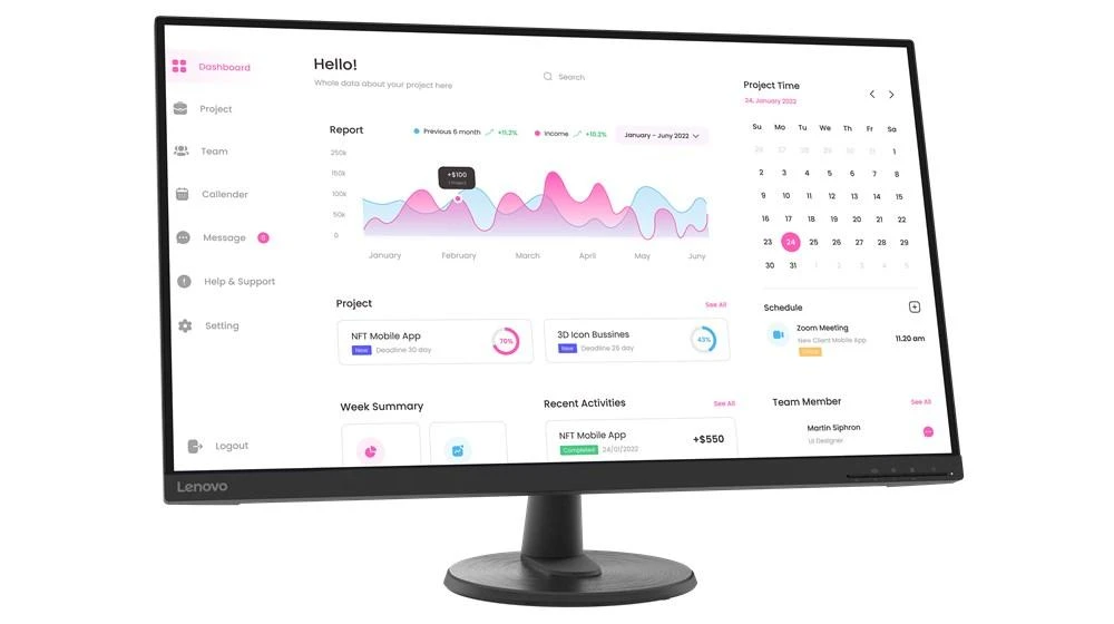Monitorius Lenovo D32-40, 31.5'', VA, 1920 x 1080, 60 Hz, 4 ms