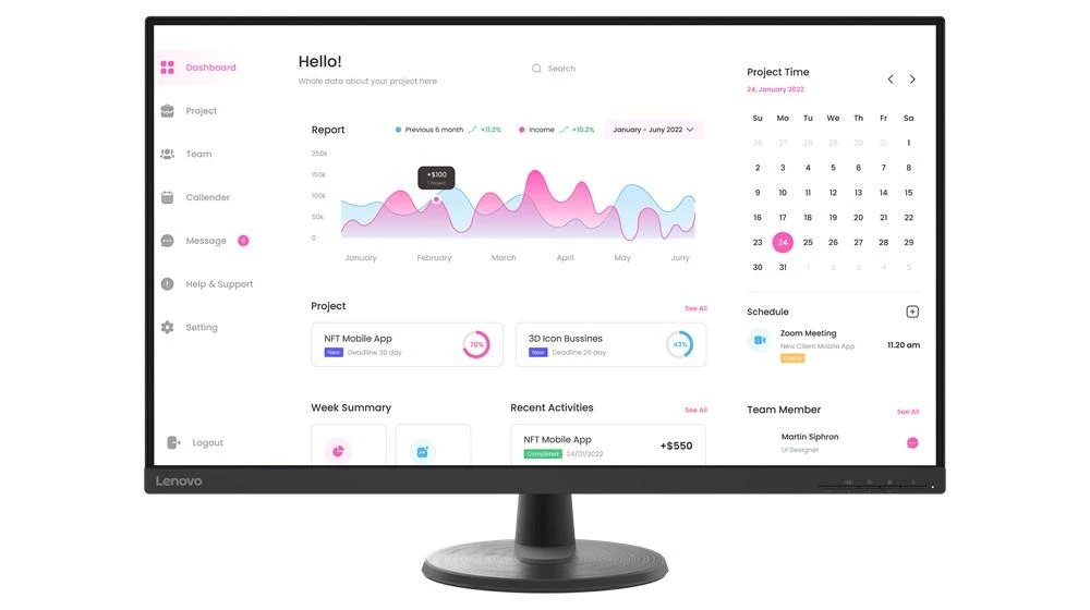 Monitorius Lenovo D32-40, 31.5'', VA, 1920 x 1080, 60 Hz, 4 ms