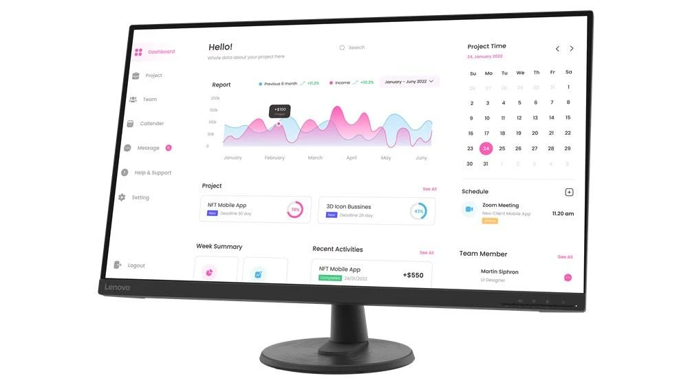 Monitorius Lenovo D32-40, 31.5'', VA, 1920 x 1080, 60 Hz, 4 ms