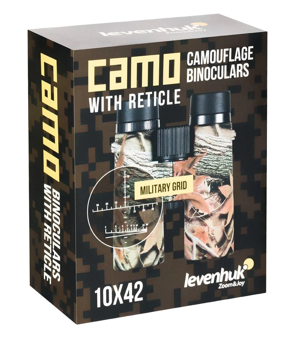 Levenhuk Camo Dots 10x42 žiūronai su tinkleliu