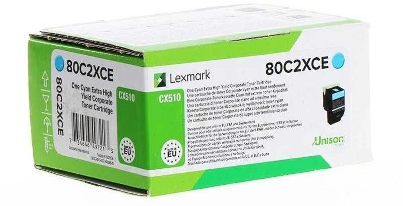 Lexmark 80C2XCE (802XC) Toneris kasetė, žalsvai mėlyna, 4000 puslapių