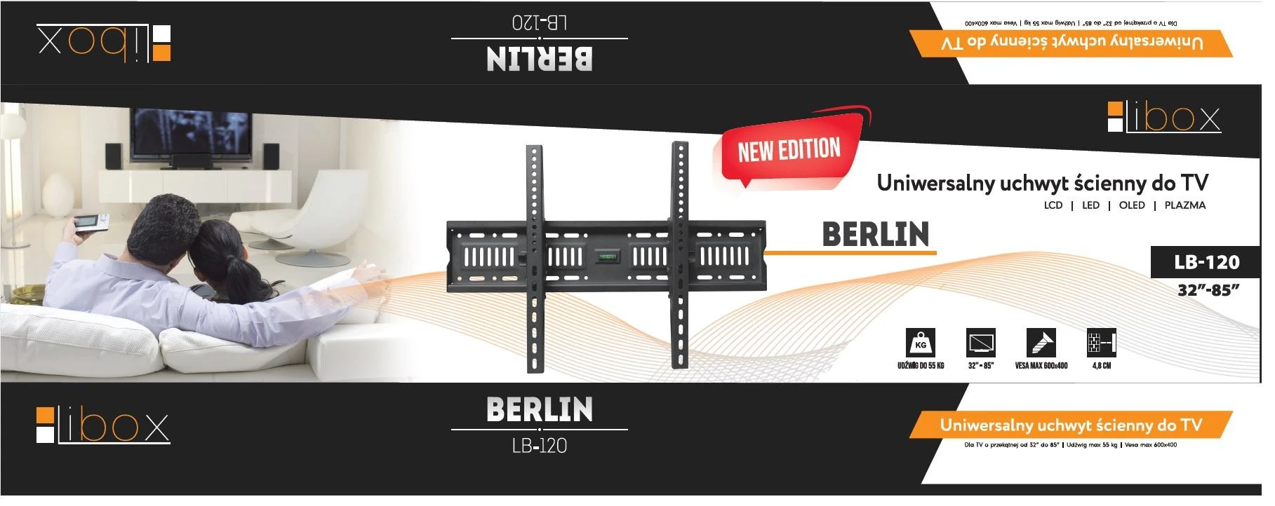 Laikiklis Libox LB-120 TV mount/stand 2.16 m (85") Juodas