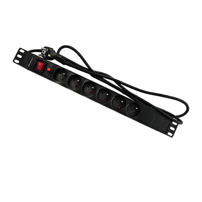 QOLTEC 53995 Apsauga nuo viršįtampių RACK 19 16A 1U PDU 6xSCHUKO 2m