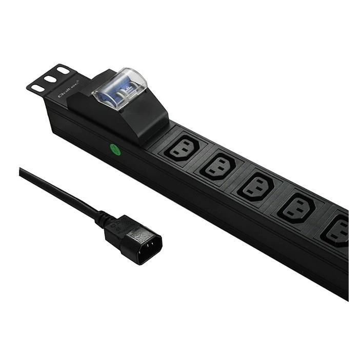 QOLTEC 53999 Apsauga nuo viršįtampių CB, skirta RACK 19 1U 10A PDU 8xIEC C13 2m
